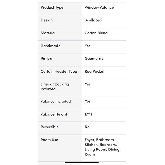 Darby Home Co. Scalloped Window Valance Red Blue Geometric‎ Cotton Blend 15”x51” - Picture 4 of 5